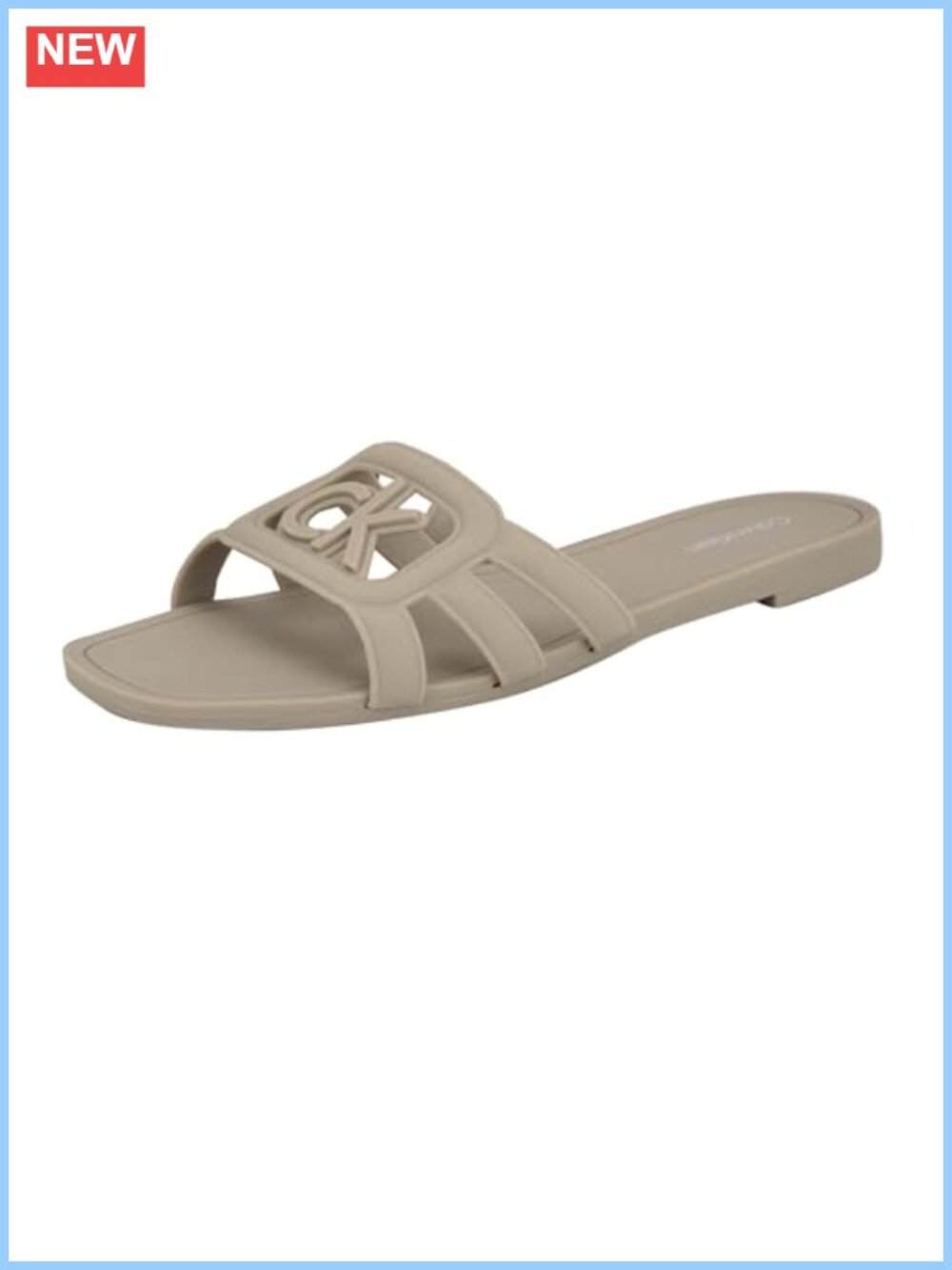 Yoana Slide Sandals Faux Leather Square Open Toe Slip On Casual